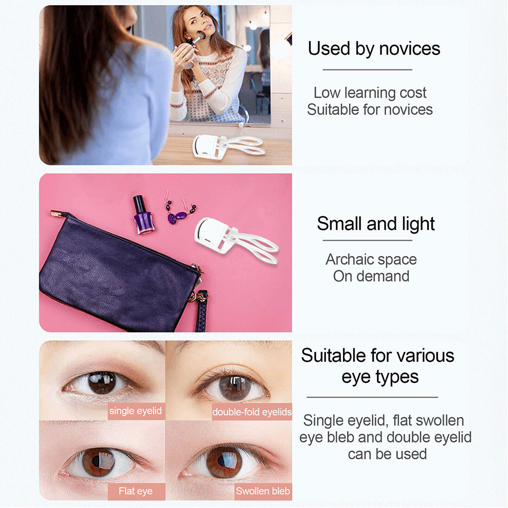 Electric Heated Curling Eyelash Tool Double Eyelash Curler USB Rechargeable
