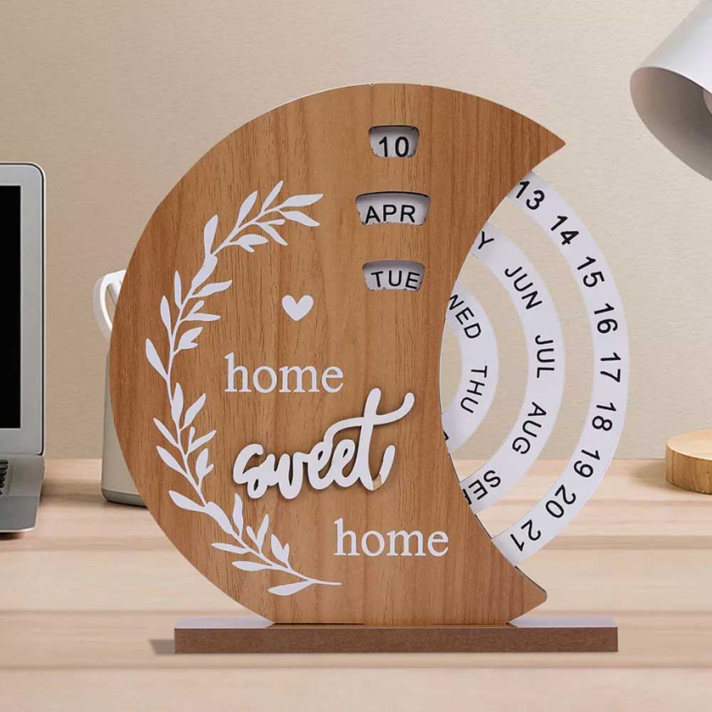 Creative Desk Calendar Manual Rotatable Calendar Wooden Desk Calendar Reusable
