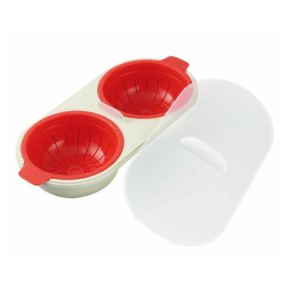 Kitchen Two Eggs Poacher Egg Bowl Holder Microwave Oven Novelty Breakfast Cooker