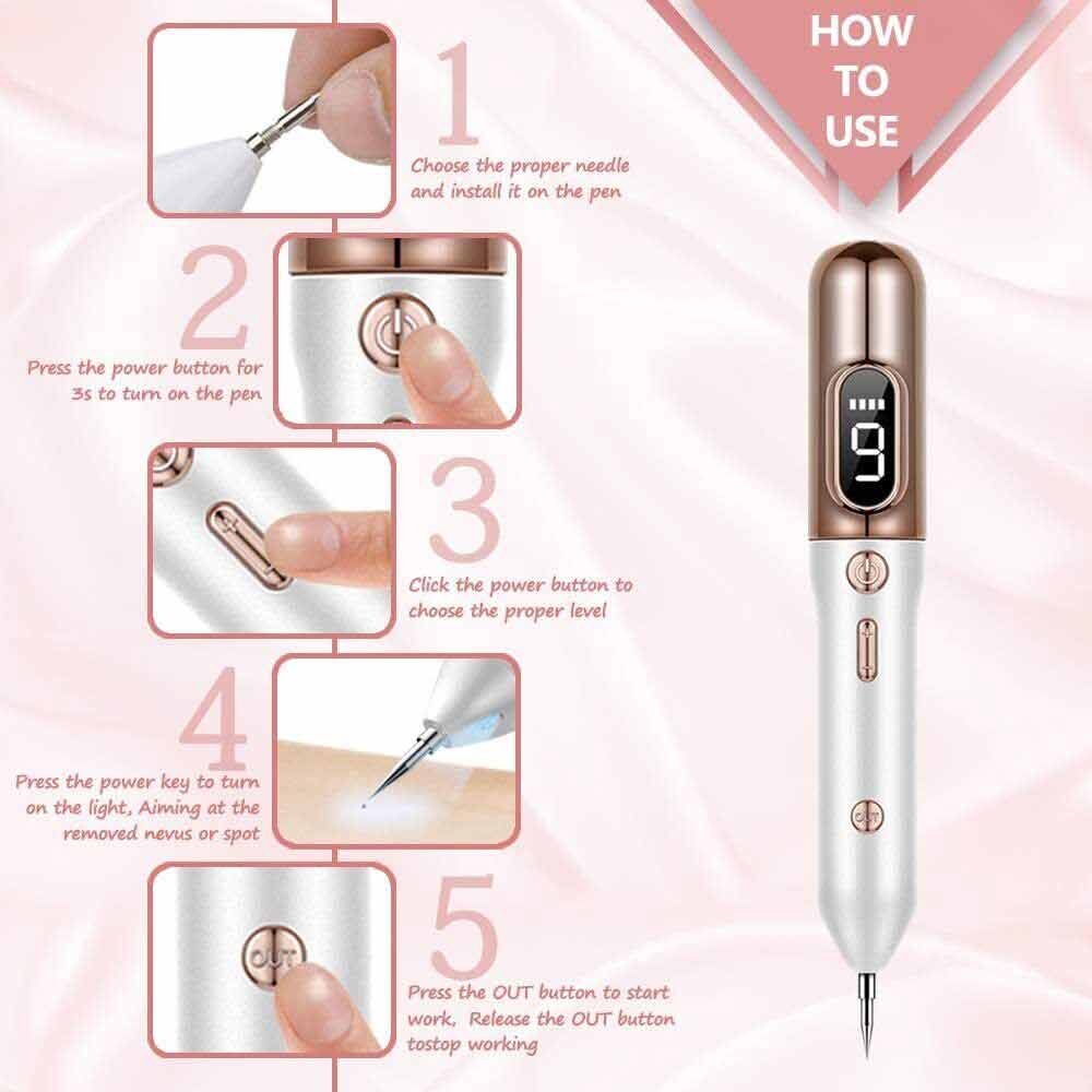 Laser Plasma Pen Freckle Remover Machine LCD Skin Mole Wart Dark Spot Removal