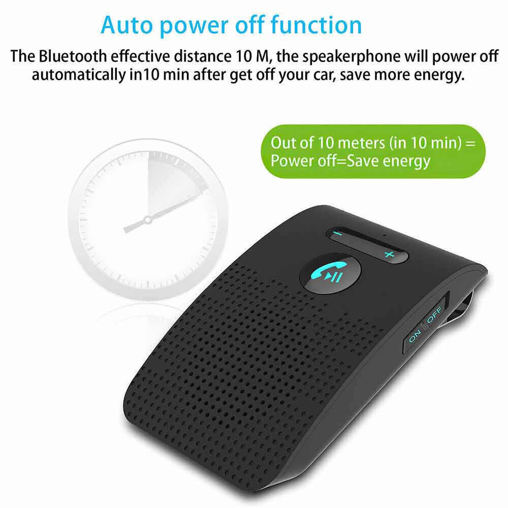 Bluetooth Hands-Free Sun Visor Wireless Phone Speaker Kit Car Speakerphone