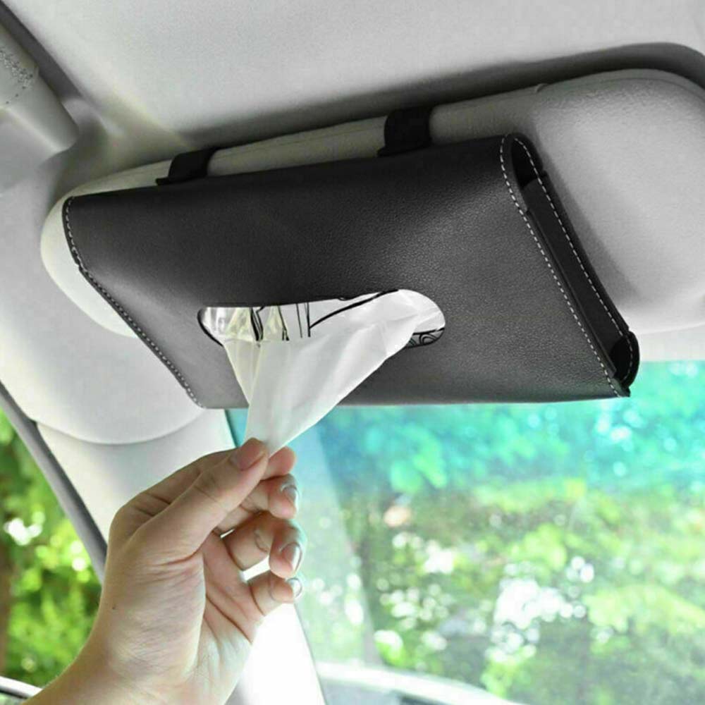 Car Interior Sun Visor Tissue Box Paper Towel Case Strap Napkin Holder