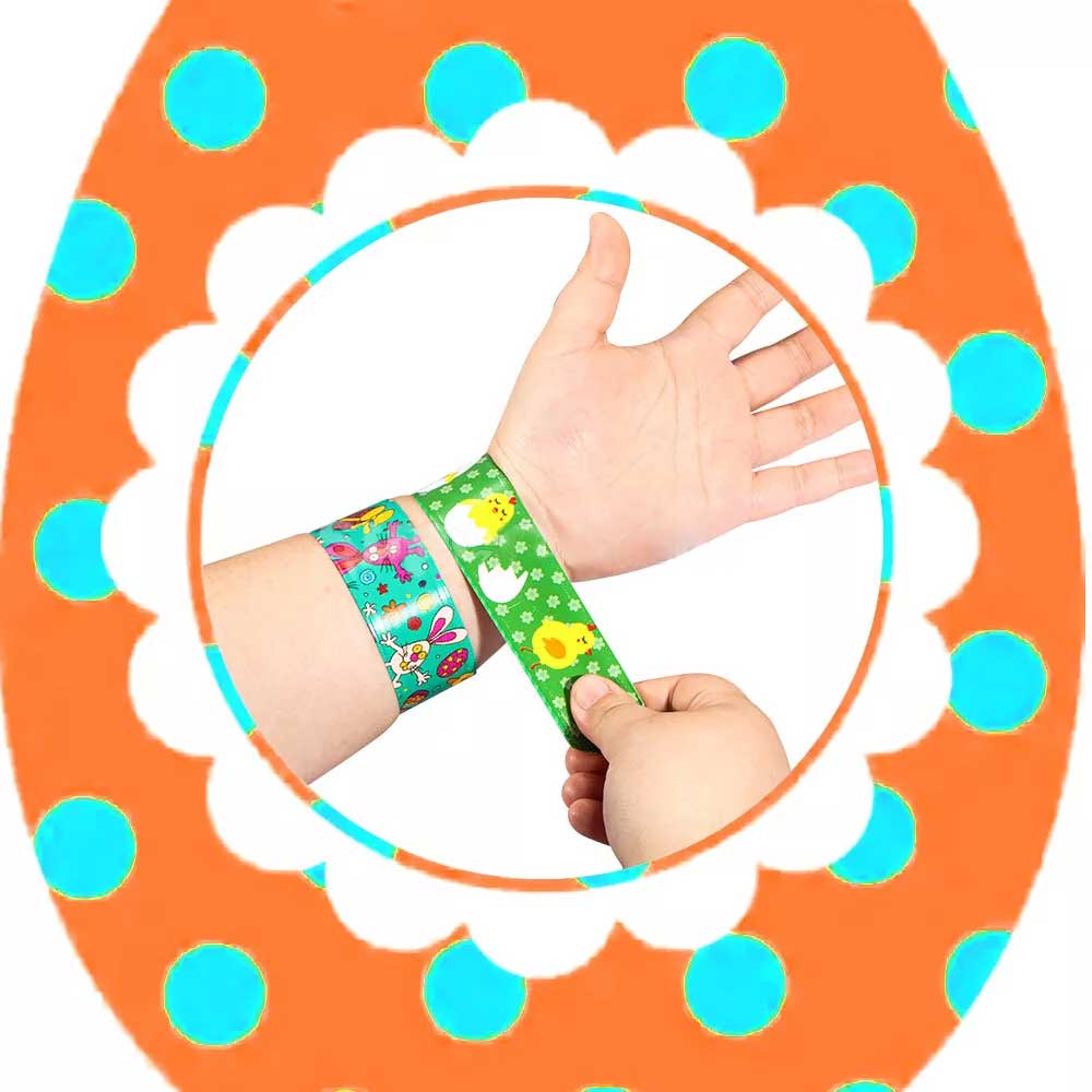 12pcs Easter Snap Slap Bands Mixed Color Kids Party Favor Novelty Toys Gifts