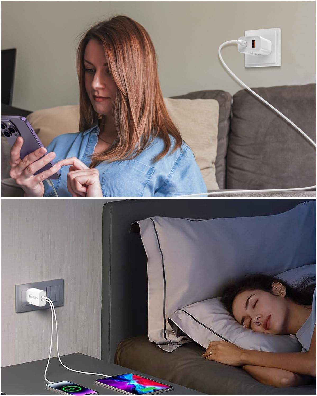 20W DUAL USB-A Type C Fast Wall Charger Adaptor QC3.0 For Android iPhone SAA
