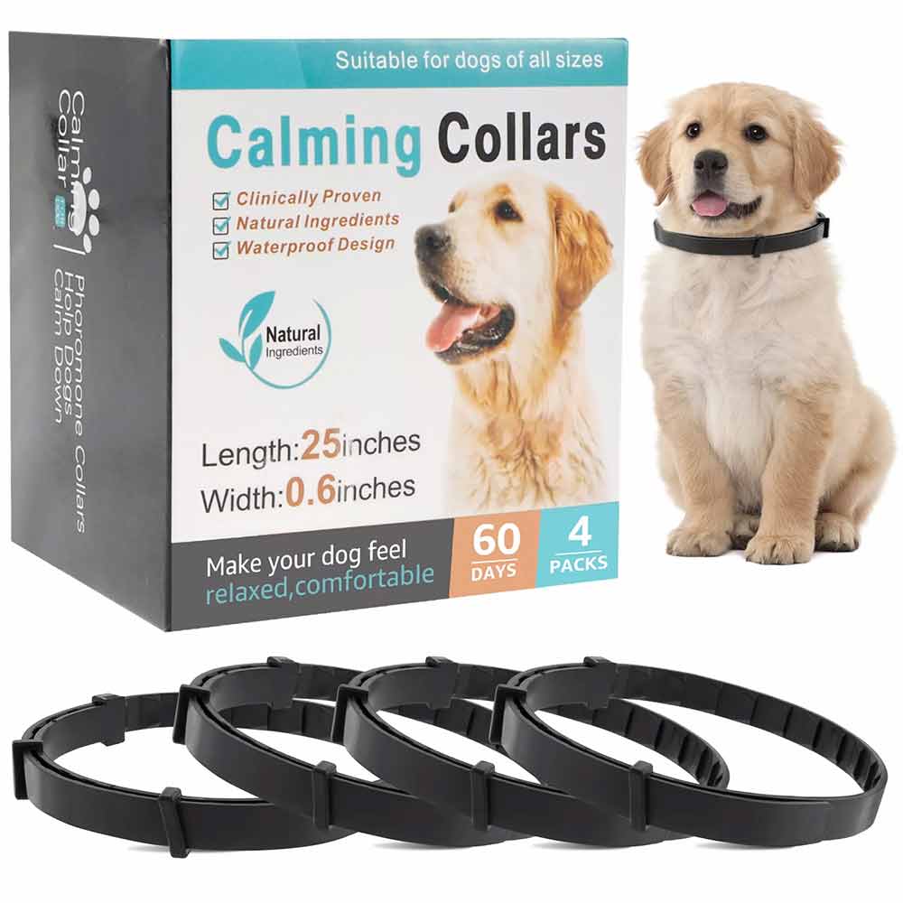 4-Pack Dog & Cat Calming Collars – 60-Day Pheromone Relief for Anxiety, Travel & Storm Stress
