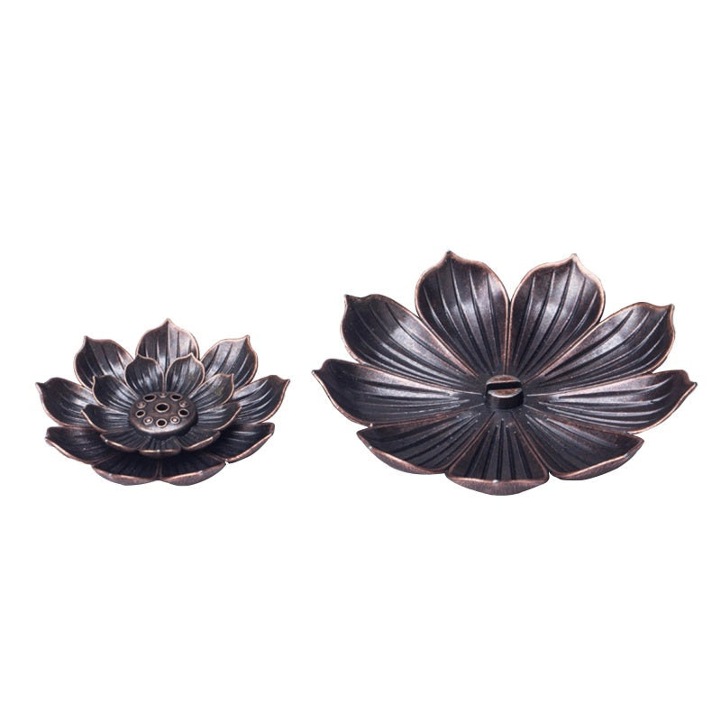 2X Blooming Lotus Censer Stick Incense Holder Cone Incense Burner Ash Catcher