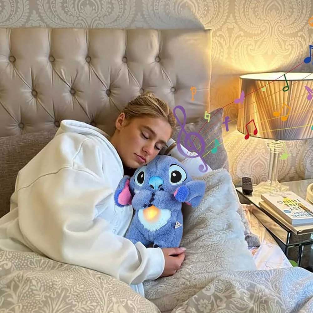 Stitch Breathing Soothing Plush Toy – Musical Anxiety Relief Doll with Calming Light for Sleep & Relaxation