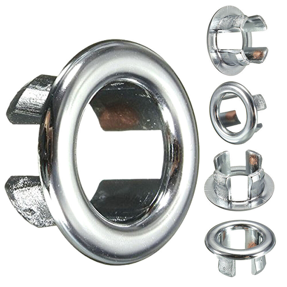 10x Bathroom Basin Sink Spares Overflow Cover Trim Replacement Chrome Plastic
