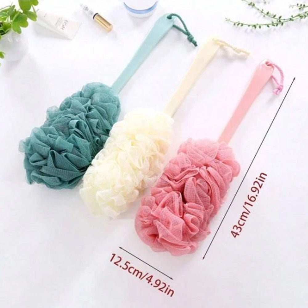 Long Handle Bath Brush Soft Mesh Sponge Back Scrubber Body Puff Shower Loofah