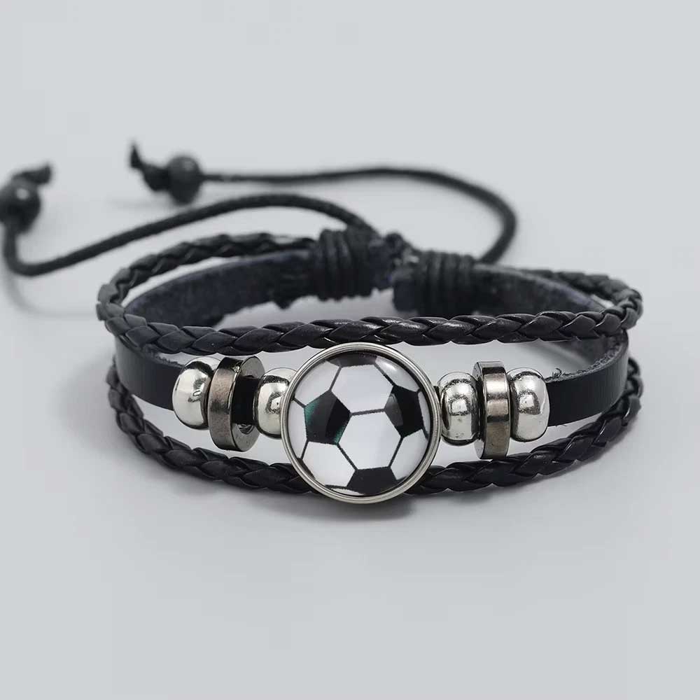 Luminous Football Fan Leather Bracelet Gift TO HIM Hand Rope Bracelet