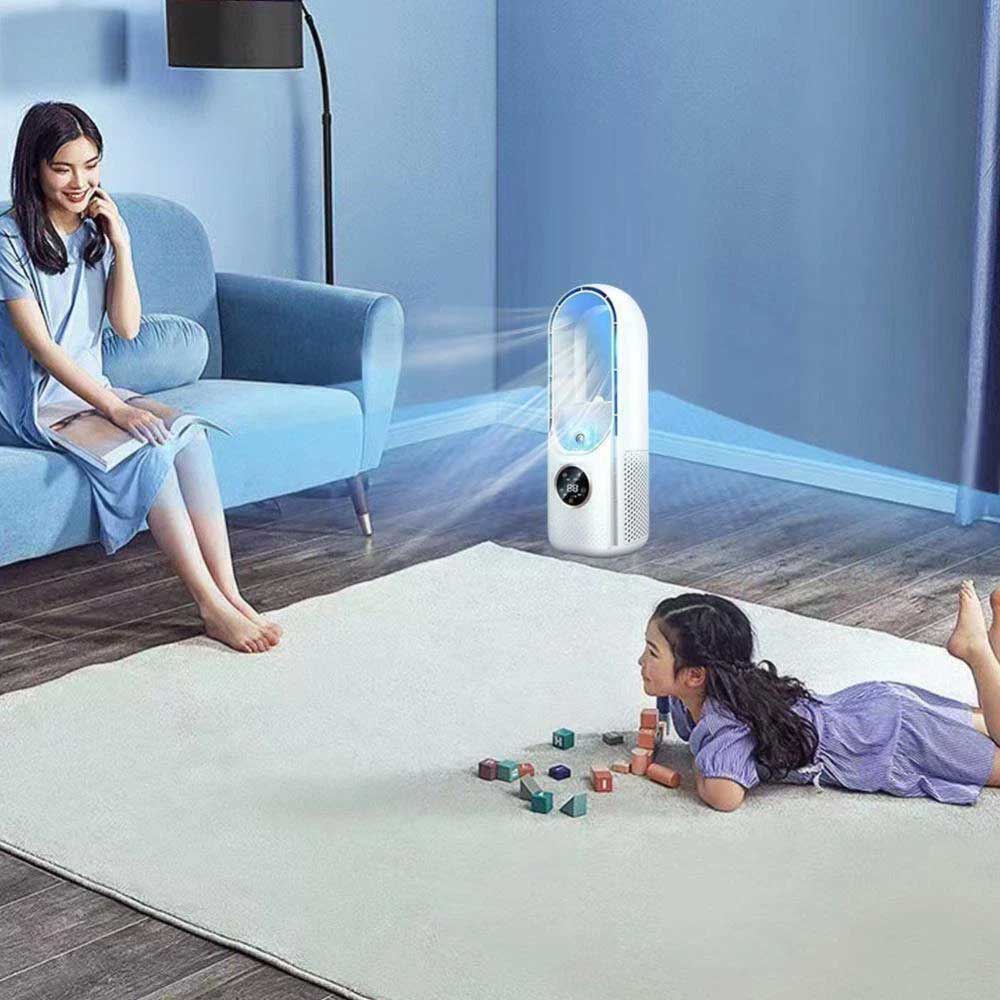Portable Air 6 Speed Silent Timer Air Conditioner Cooler Leafless Electric Fan