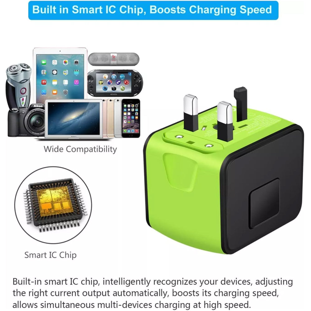 FAST 3.4A Universal Travel Adapter 3 USB &Type-C Outlet Converter Plug Power