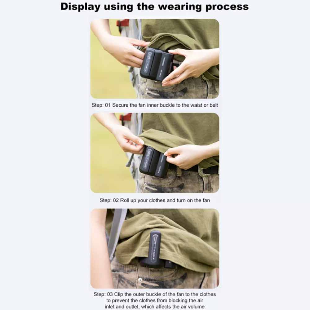 Clip on Waist Fan Cooling Fan Handheld Hands Free Rechargeable Under Shirt Fan