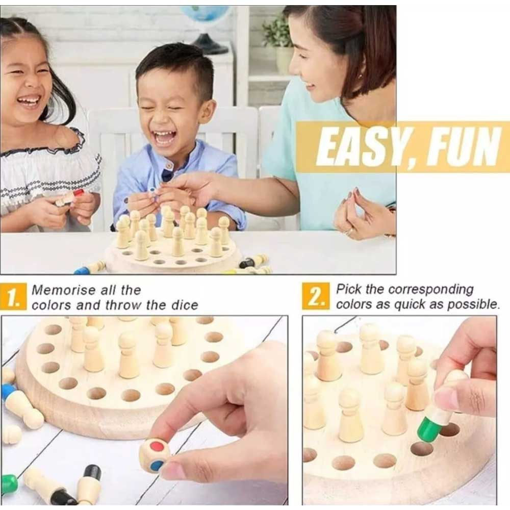 Colour Game Board Puzzle Wooden Memory Match Stick ChessMontessori Edu for Kids