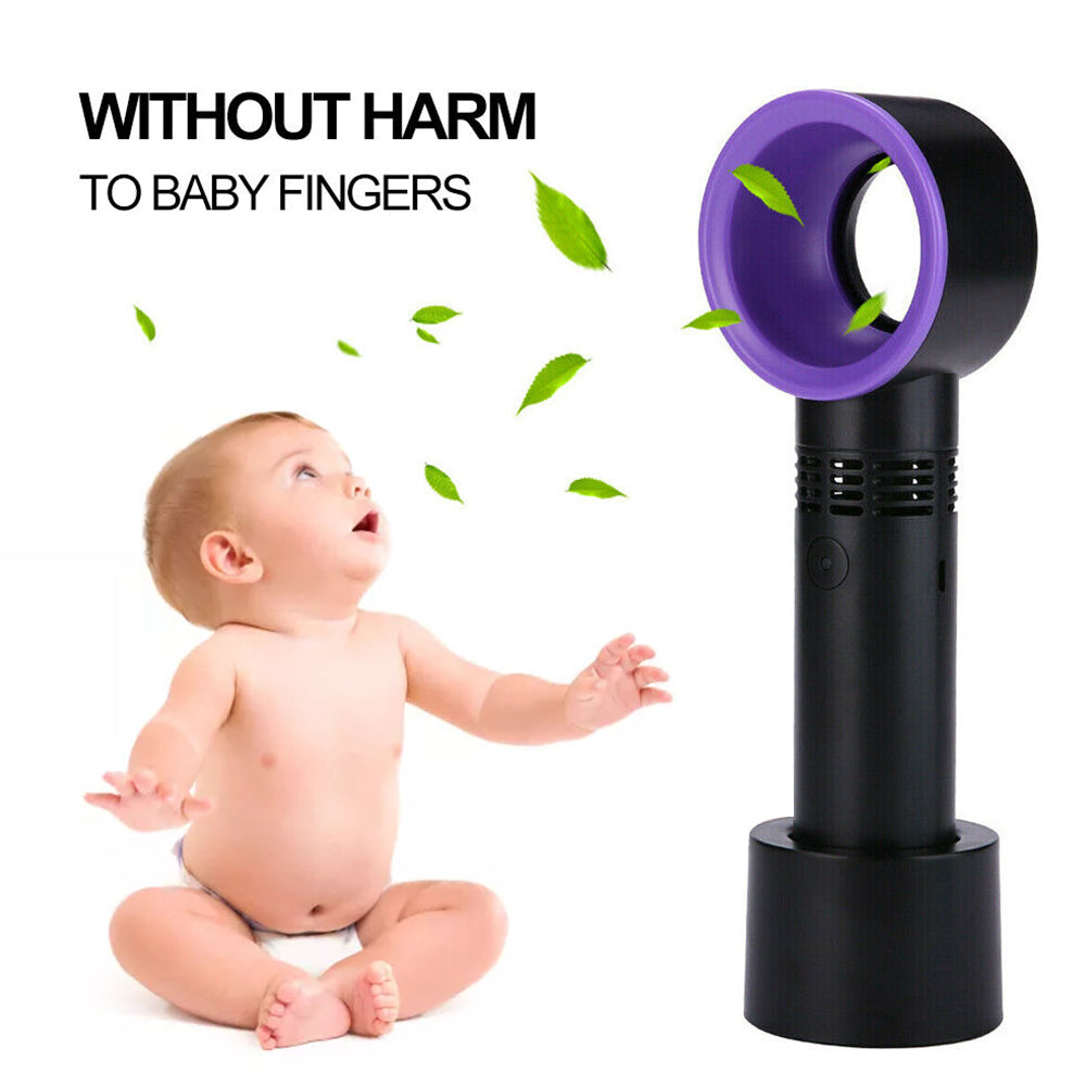 360 Degree Mute Portable Bladeless Hand Held Mini No Leaf Handy Fan USB Cooler
