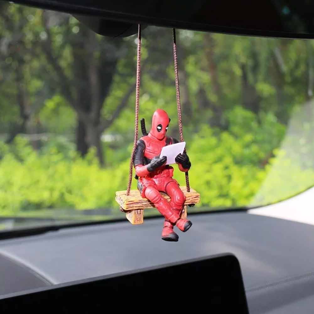 Deadpool Car Interior Decoration Cute Swing Reading Book Rearview Mirror Pendant