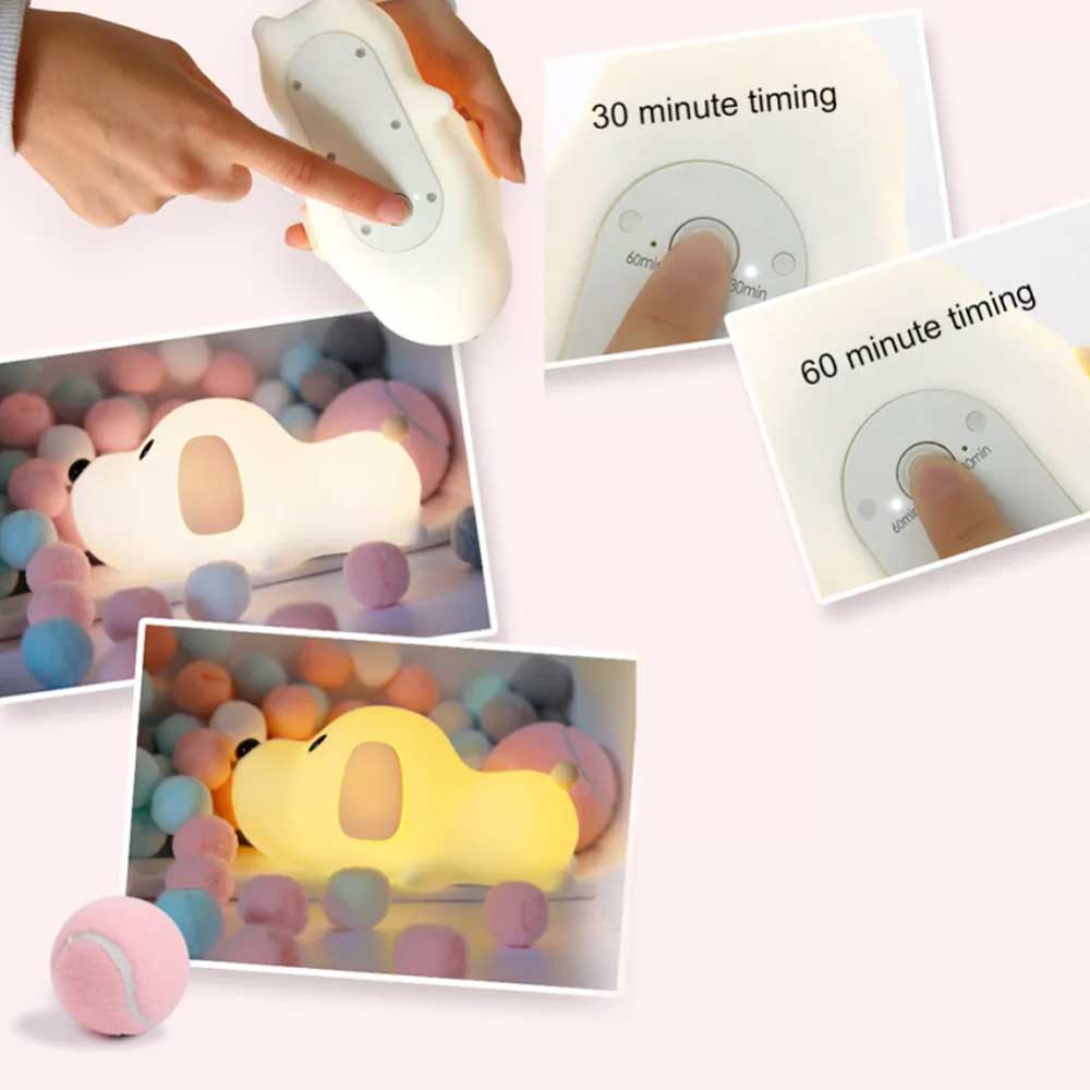 LED Silicone Night Light Rechargeable Cute Puppy Dog Touch Lamp Kids Bedroom Gift
