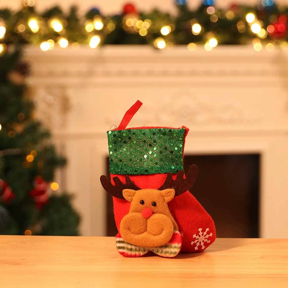 Santa Christmas Tree Hanging Bags – 4PCS Velvet Candy Gift Bags 15 × 12cm