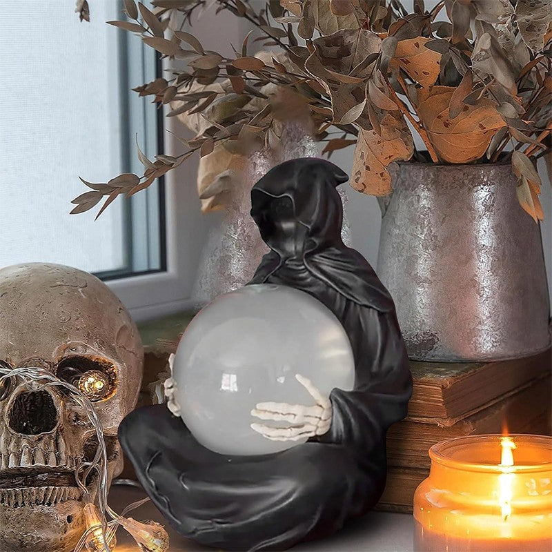 LED Light Grim Reaper Water Globe The Death God's Crystal Balls Halloween Decor