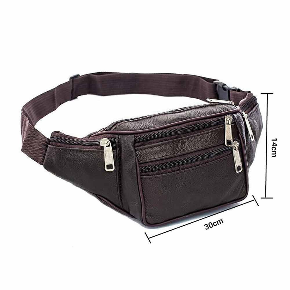 Money Pouch Sports Travel Waist Belt Wallet Bum Bag Leather Fanny Pack Unisex