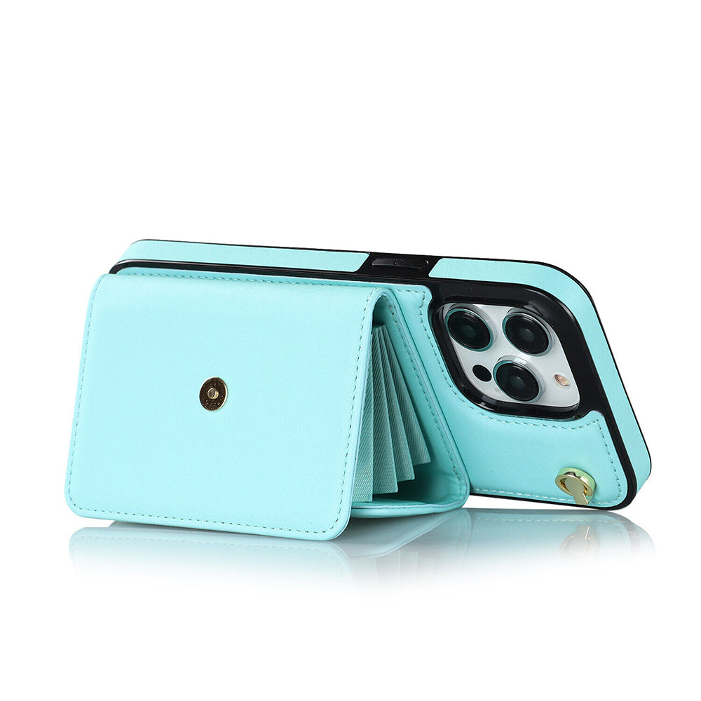 For iPhone 14 Pro Max Plus Case Leather Wallet Cover Card holders Coins Storage