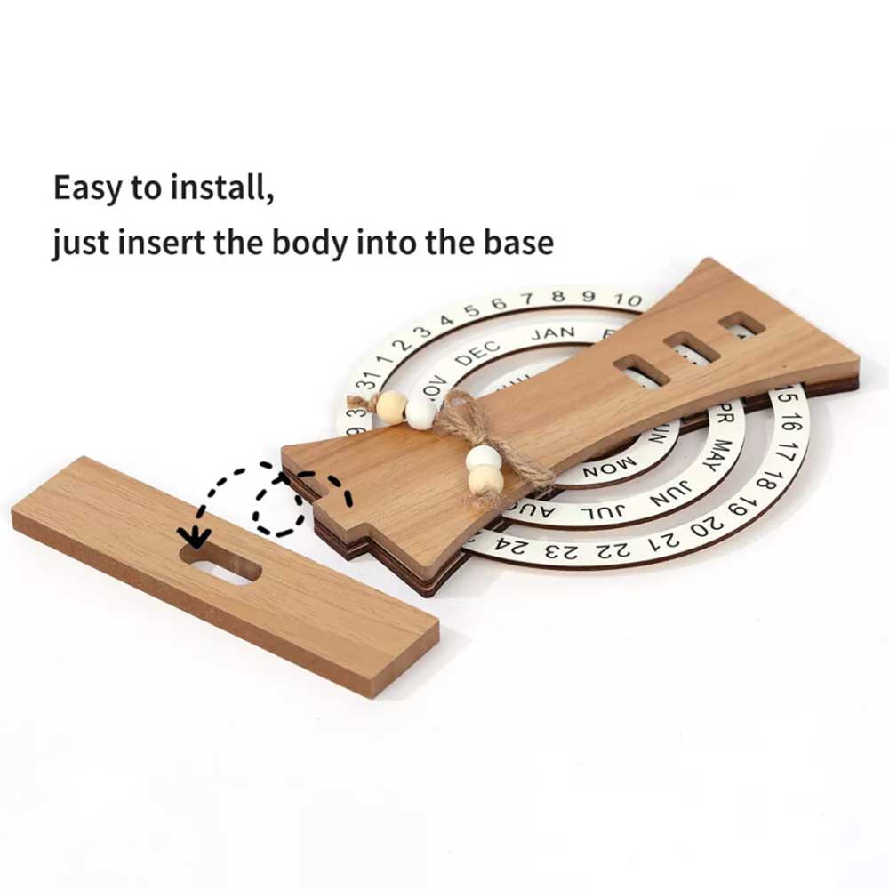 Creative Desk Calendar Manual Rotatable Calendar Wooden Desk Calendar Reusable