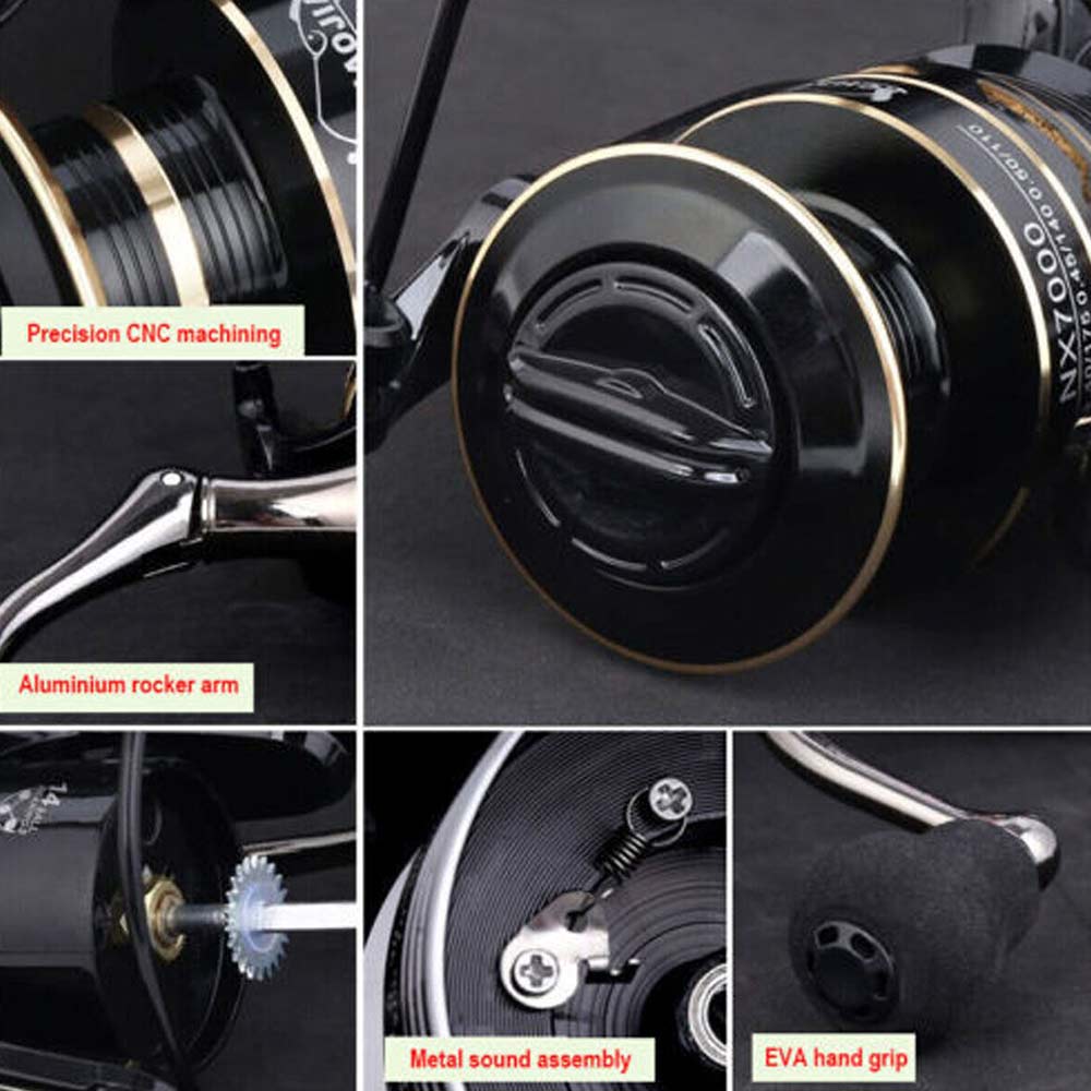 Fishing Reel HE2000-7000 Max Drag 10kg High Speed Metal Spool Spinning Reel