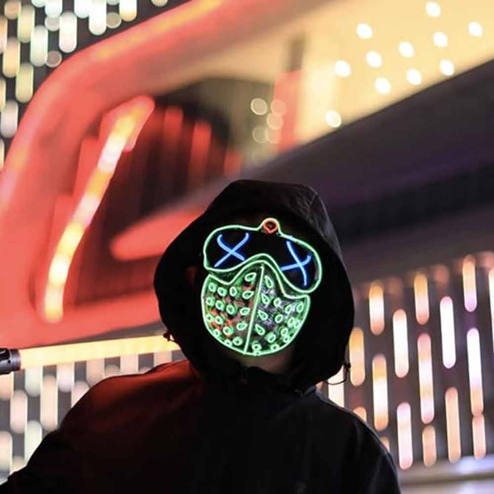 LED Mask WD,Wire Light Up For Halloween Festival Costume Cosplay Christmas Party