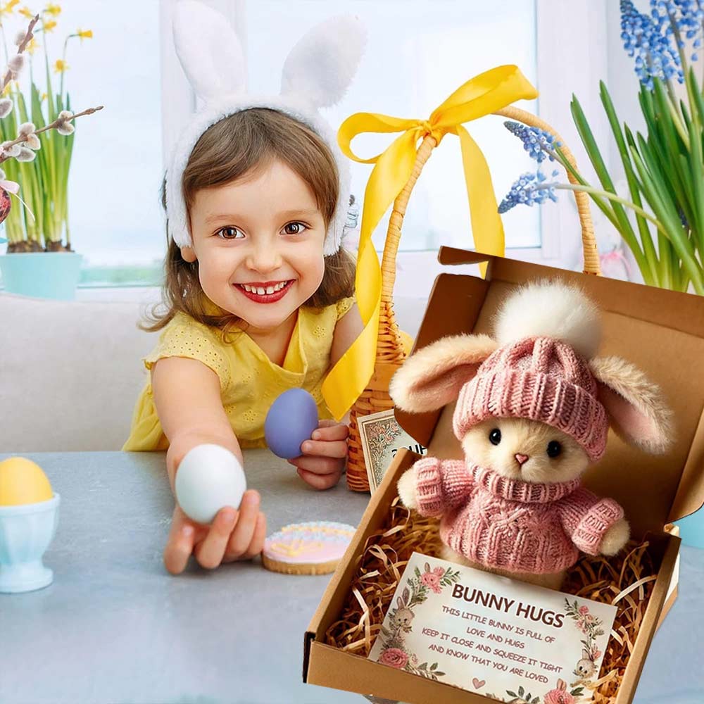 Pink Mini Bunny Hug - Cute Easter Gift Card Pocket Plush in Gift Box