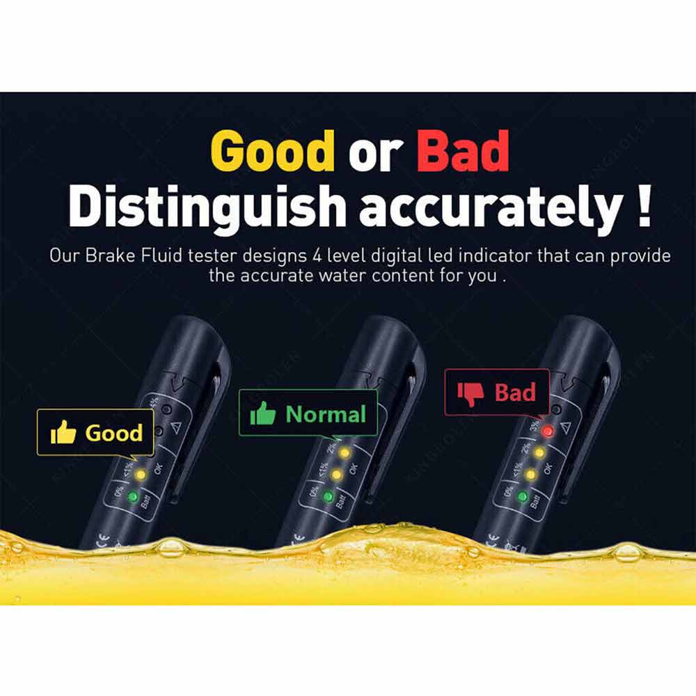 Brake Oil Fluid Tester LED Moisture Liquid Tool Car Vehicle Test Indicator Pen