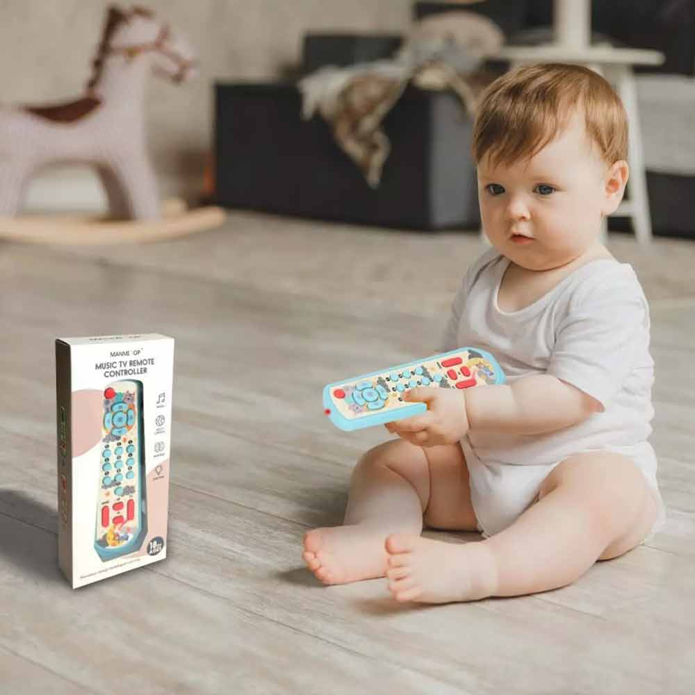 Toddler Play Set Baby TV Remote Control Sensory Toy Lighting Music Buttons Blue