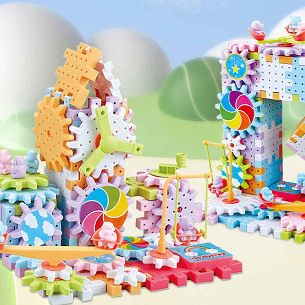 Educational Electric Gears Building Block Toys Creative Rotating STEM Toys Set for Boys Girls Kids