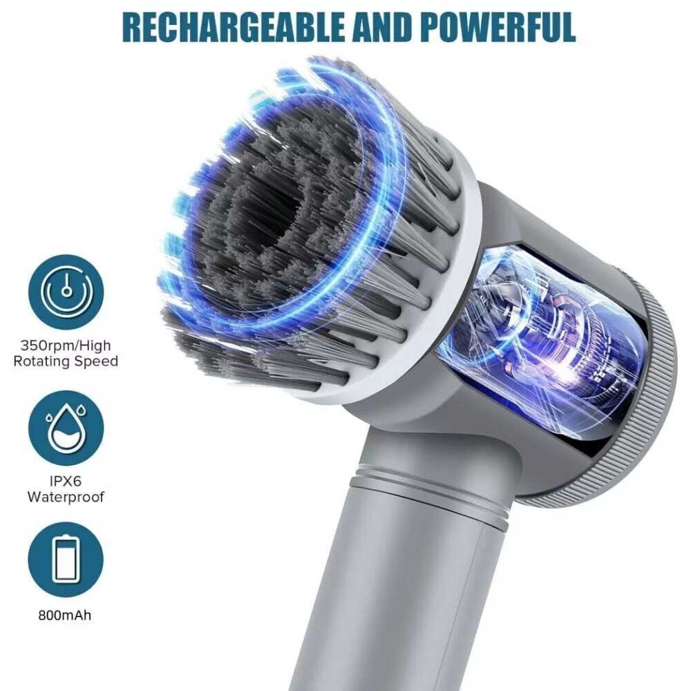 Cordless Electric Spin Scrubber - Powerful Turbo Cleaning Brush, Rechargeable Bath & Floor Scrubber