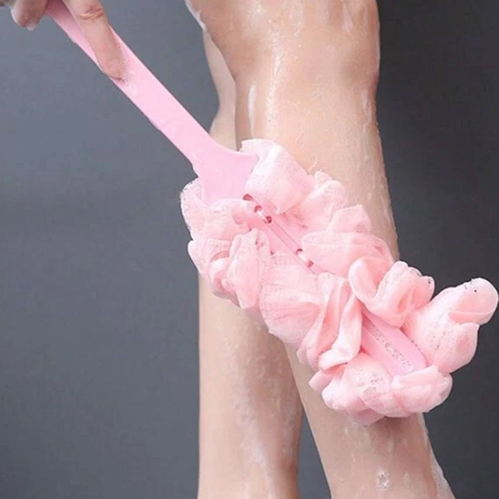 Long Handle Bath Brush Soft Mesh Sponge Back Scrubber Body Puff Shower Loofah