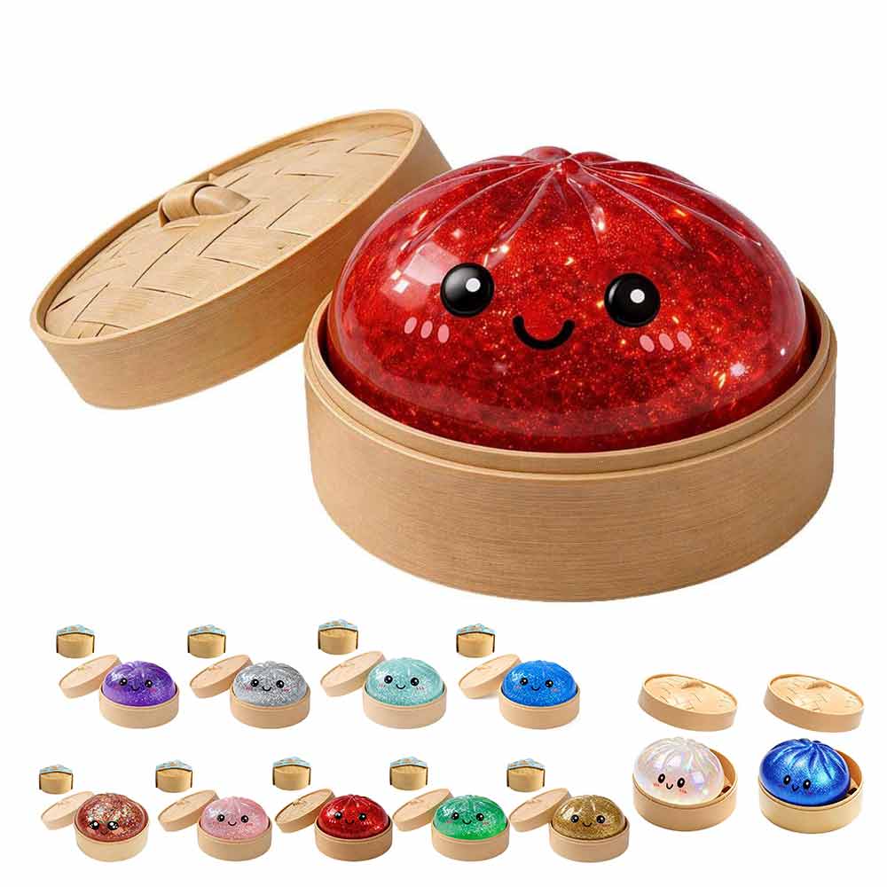 Squishy Stress Relief Toy 2-Pack – Slow Rebound Emoji Bun with Glitter, Sensory Fidget for ADHD & Anxiety