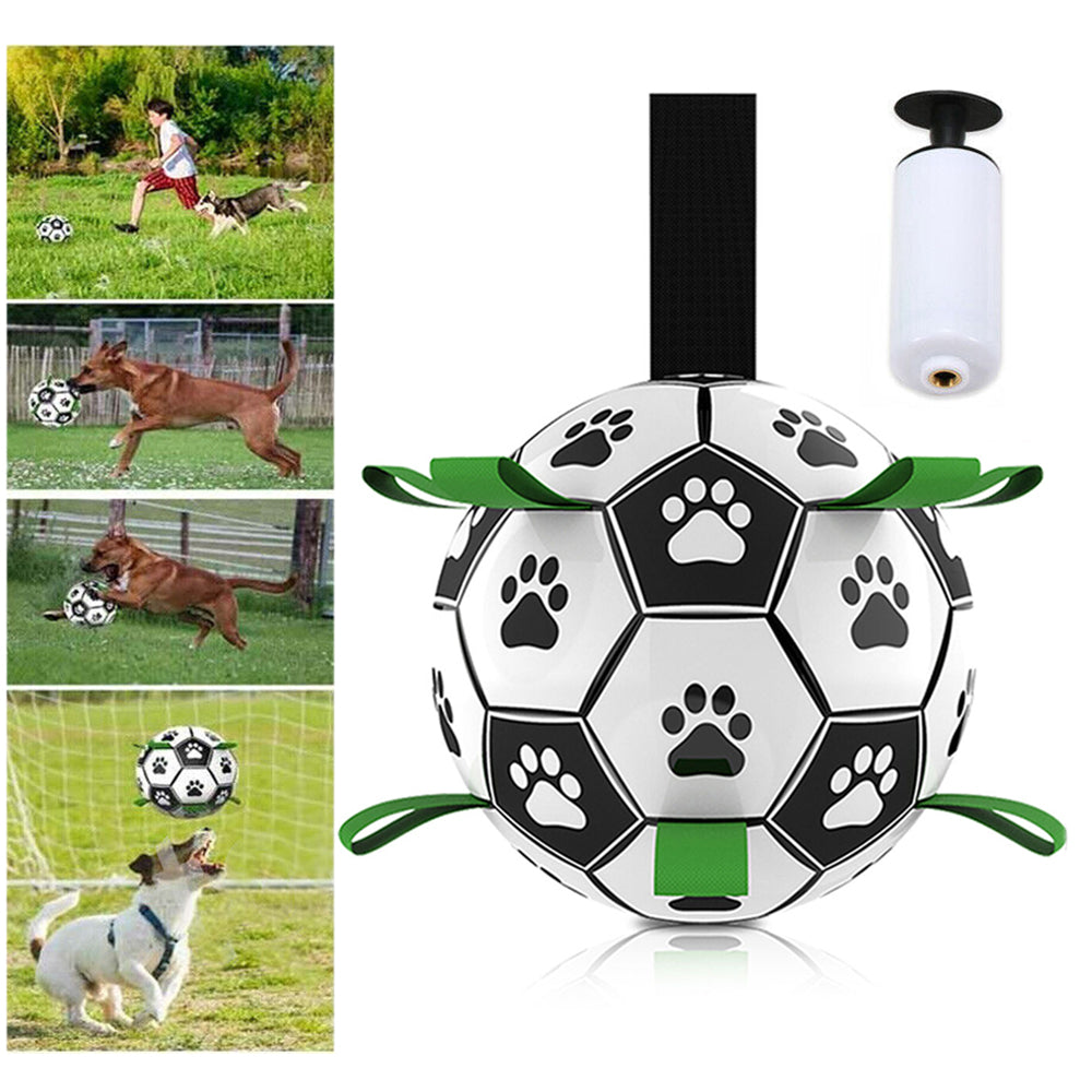 Dog Soccer Ball Grab Tabs Interactive Pet Dog Toy Football with Ball Pump