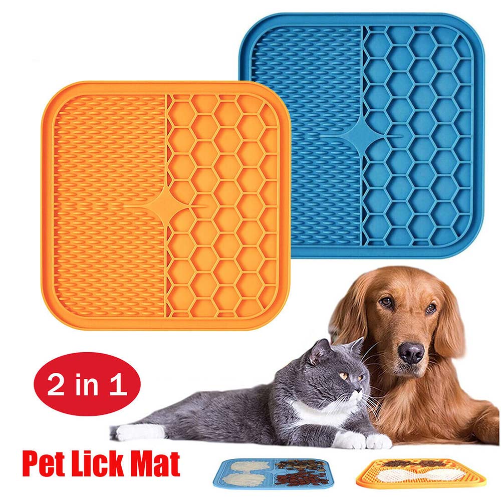 1pcs Silicone Pet Lick Mat Cat Puppy Dog Slow Feeder Lick Pad Bath Grooming Help