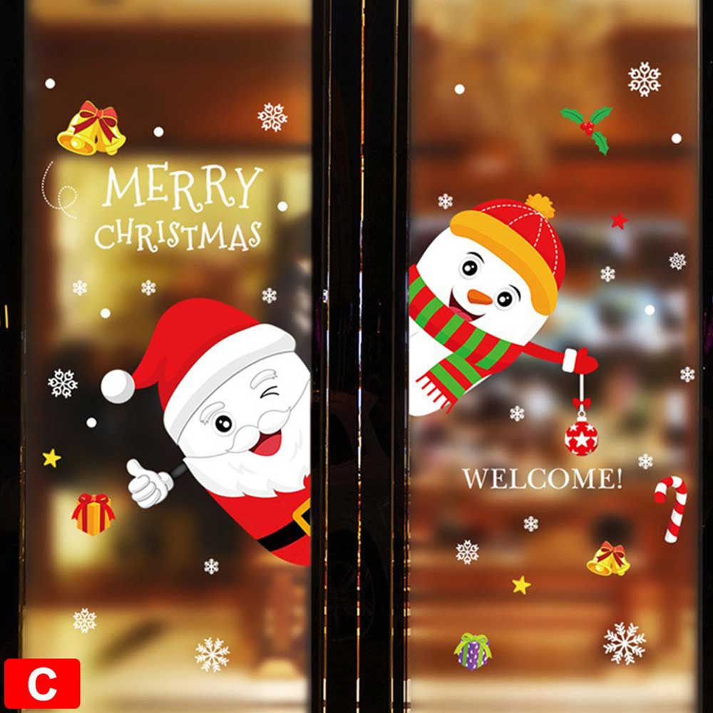 2PCS Christmas Santa Removable Window Stickers Festival Art Decal Wall Home Xmas