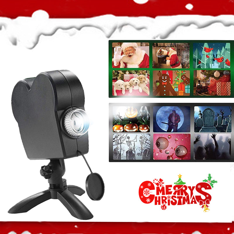 Christmas Halloween Holographic Projector Window Display Stage Lamp 12 Movies