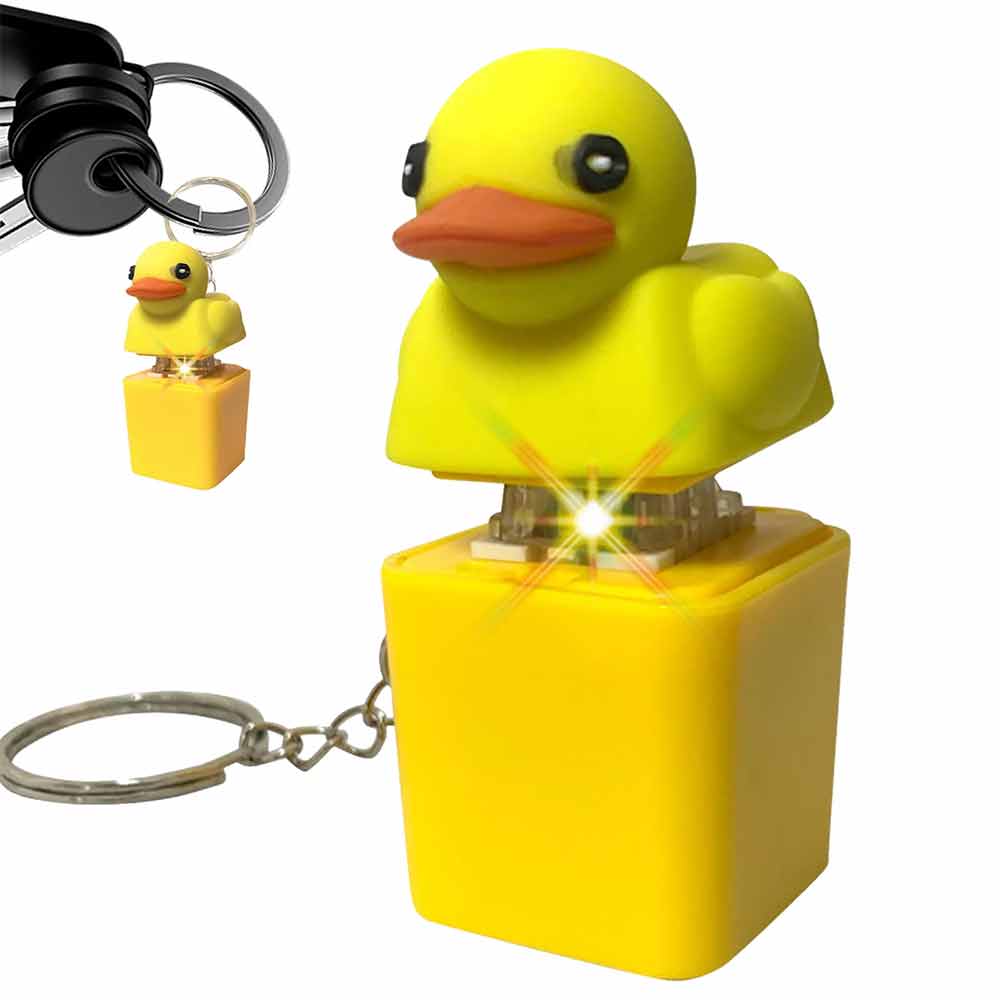 Duckys Quacking Fidgety Toys Ducky Hat Keychains Stress Relievers Squeaking