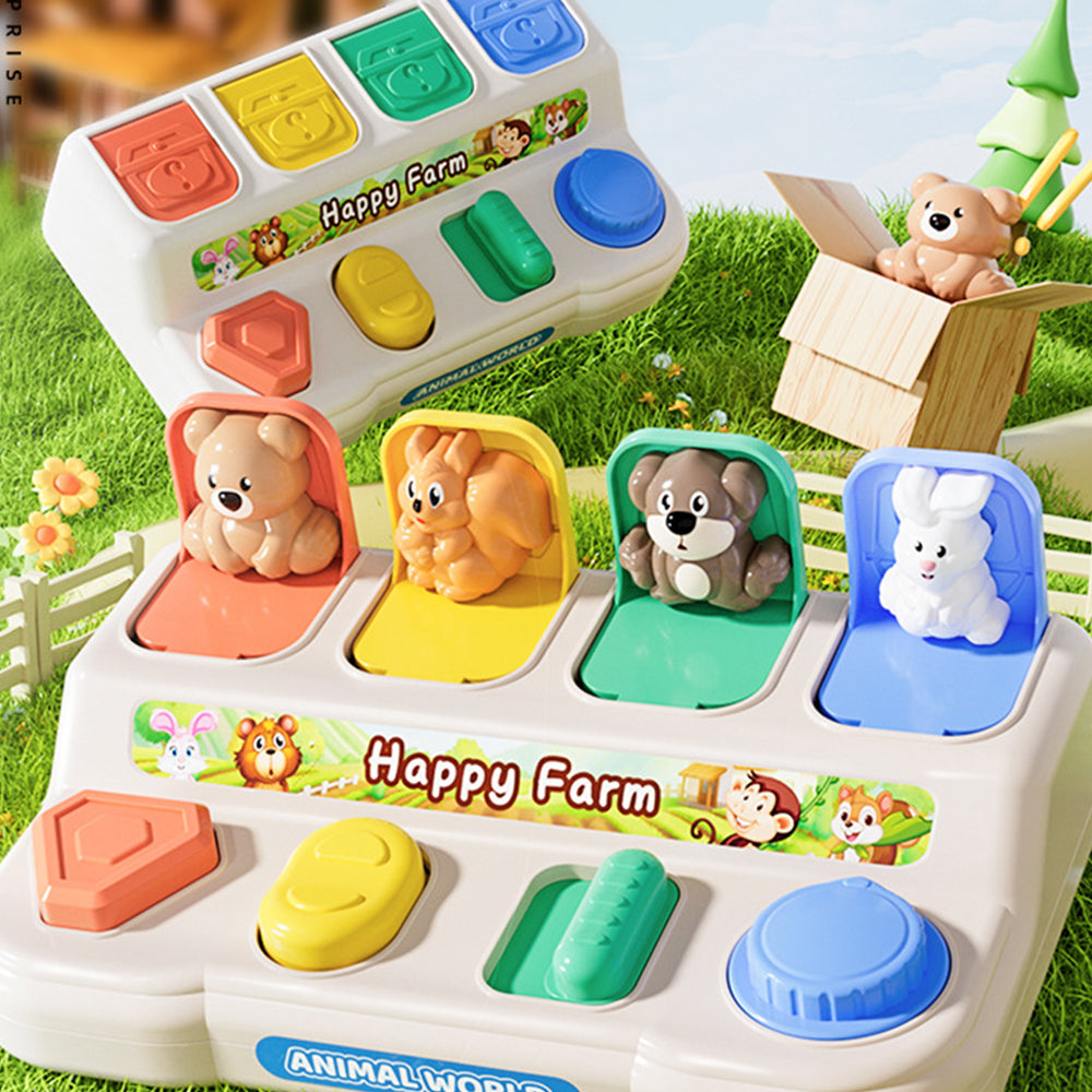 Push Slide Twist Flip Toy – Montessori Pop Up Animals Sensory Interactive