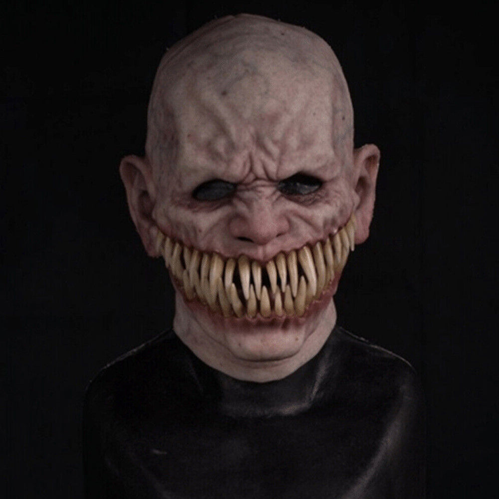 Long Creepy Clown Scary Realistic Facial Mask Horror Gruesome Party Cosplay Deco