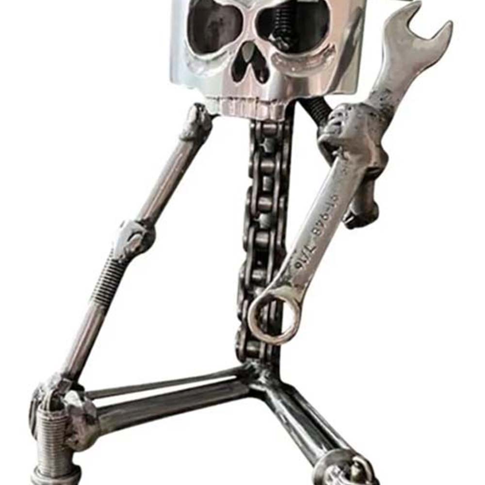 Skull Head Statue Carving Piston Skull Face Resin Ornament Photo Props for Home Office