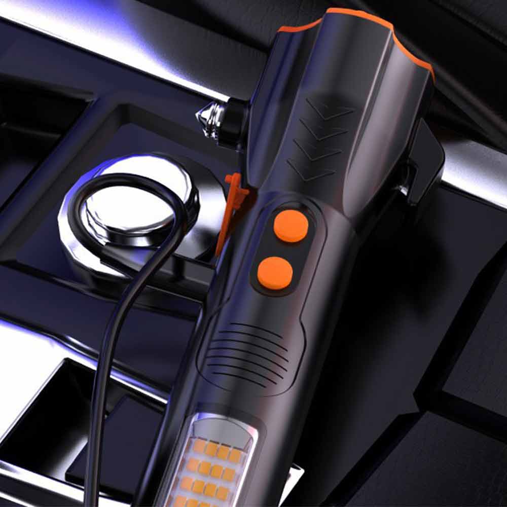 Emergency Torch Rechargeable Flashlight Black light With Magnet Safety Hammer