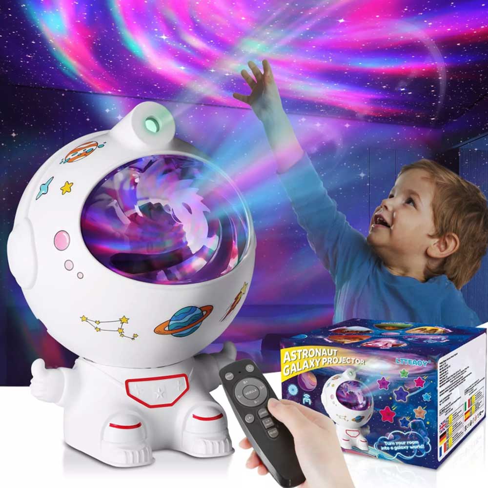 Creative sitting vortex astronaut starry sky projection light atmosphere light astronaut nebula night light