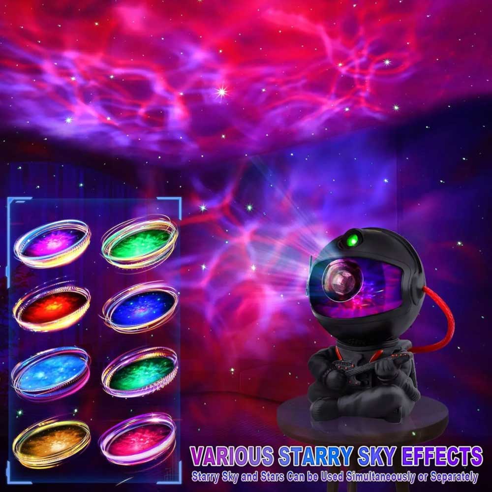 Astronaut Guitar Starry Projector Galaxy Night Light Lamp Space Nebula Star w/Remote
