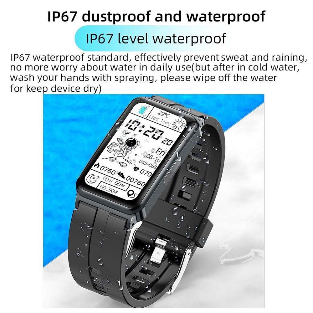 Blood Glucose Sugar Smart Watch Body Temperature ECG HRV Monitor Waterproof
