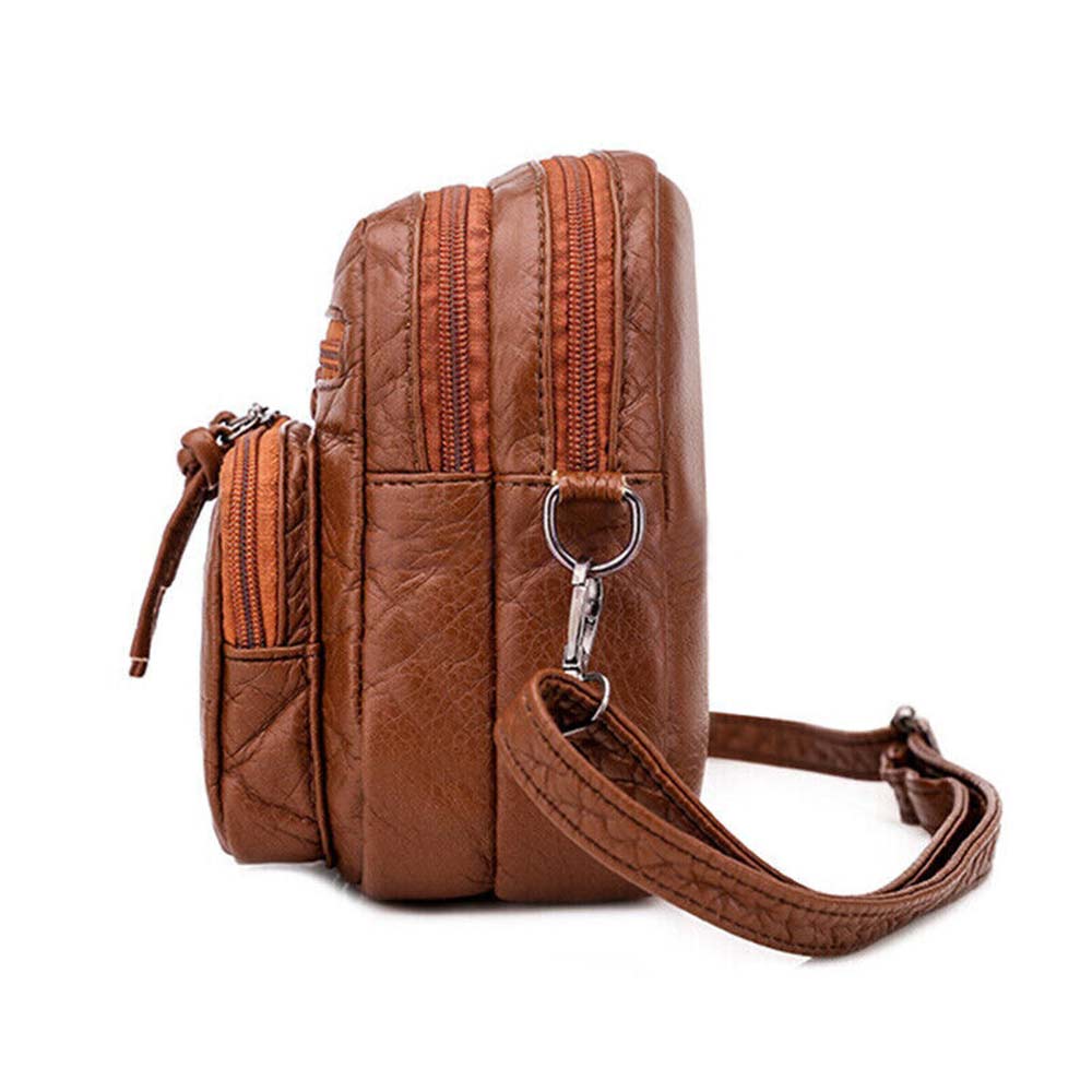 Hot Women PU Leather Crossbody Bag Small Multi Layer Large Capacity Phone Bag