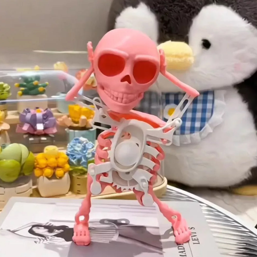 Self-moving Skull Swinging Bobblehead 3D Dancing Skeleton Toy Clockwork Spring