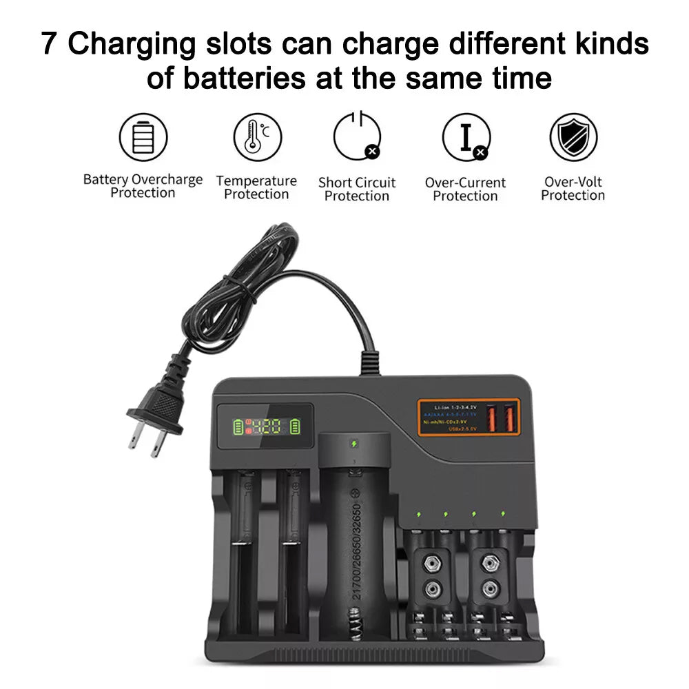 LCD Smart Battery Charger For AAA AA 9V Ni-MH Ni-CD Rechargeable Batteries